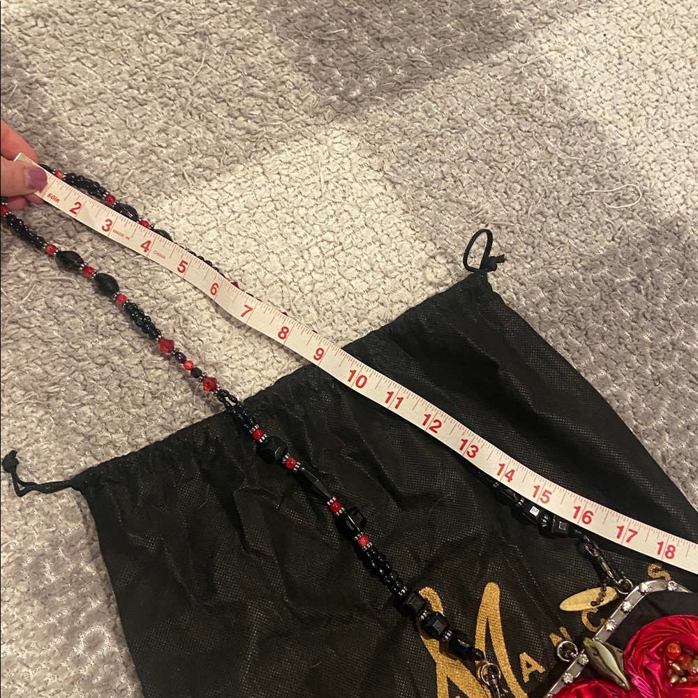 Vintage Mary Frances Black Bag with Red Floral Rose Design - Picture 8 of 8